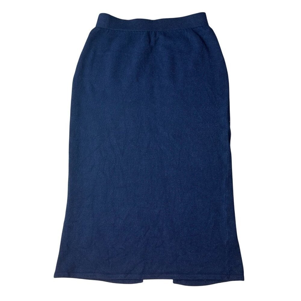 St. John Basics Blue Knit Long Pencil Skirt Size 10 Career Midi Straight Solid